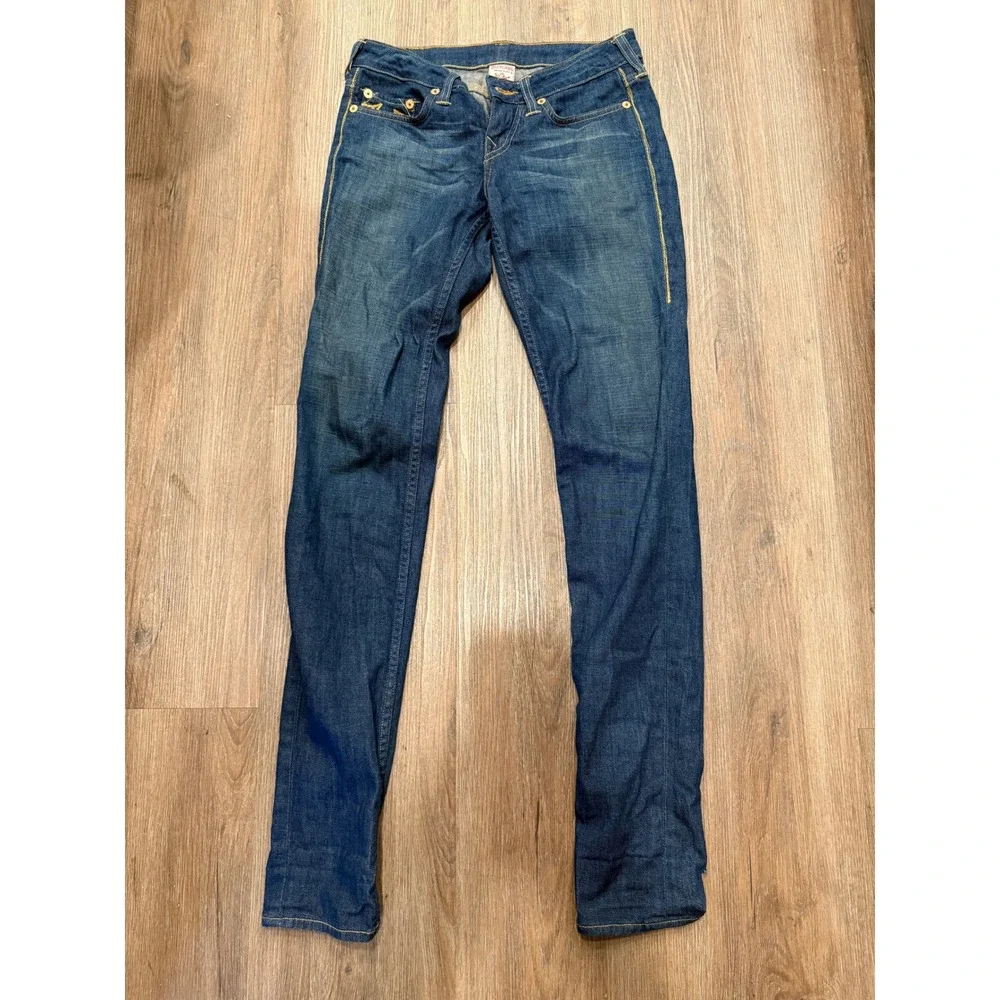 True Religion Stella Womens Blue Denim Jeans‎ Sz 29 Distressed Skinny Fit